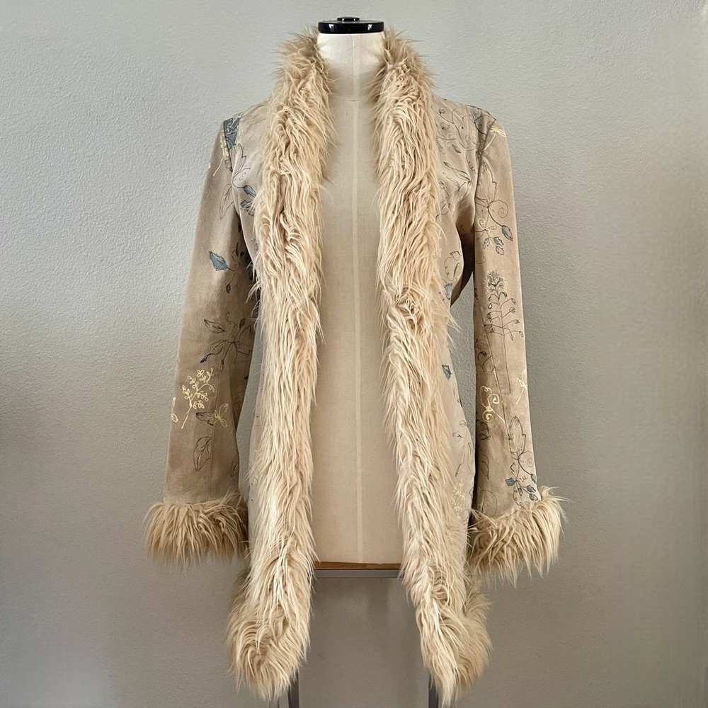 Vintage Wilsons Leather Maxima Penny Lane Suede Shaggy Fur Trim Lined Coat